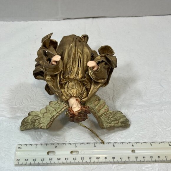 VTG Red Haired Guardian Angel Gold Gown Hanging Holiday Christmas Ornament 6" - Picture 12 of 13